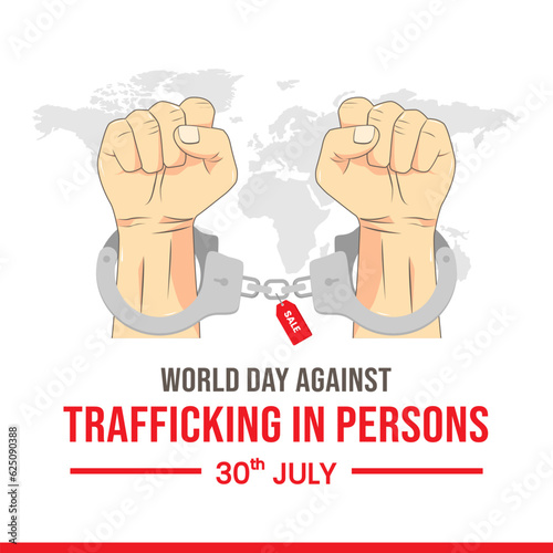 illustration of handcuffed hands and a price tag to celebrate world day against trafficking in persons