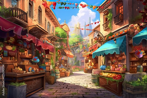 Colorful Street Market: Exotic Foods, Lively Crowds & Cultural Delights, generative AI