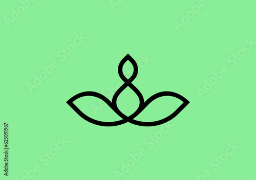 background with leaves, captivating abstract line design logo, featuring a human in meditation, symbolizing balance and wellness for yoga and health