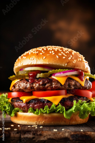 snack fat food fast beef hamburger fast burger food meat sandwich. Generative AI.