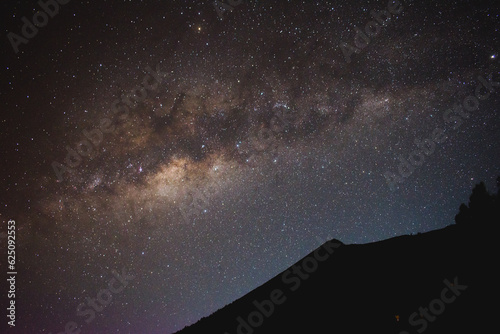 The Milky Way over the peak of Mt Rinjani