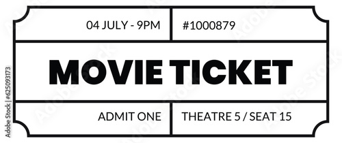 Fresh design Ticket Vector template for invitation, cinema, event, concert, music festival, movie festival, show, performance, etc.