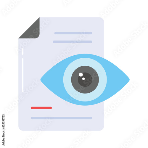 An eye with document showing concept icon of document monitoring in trendy style