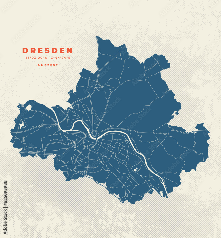 Dresden - Germany map vector poster flyer Stock Vector | Adobe Stock