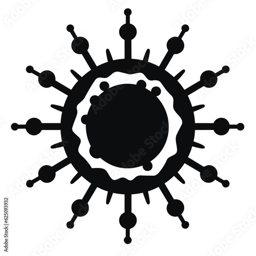 Viral Eclipse: Black and White Microbe Symbo