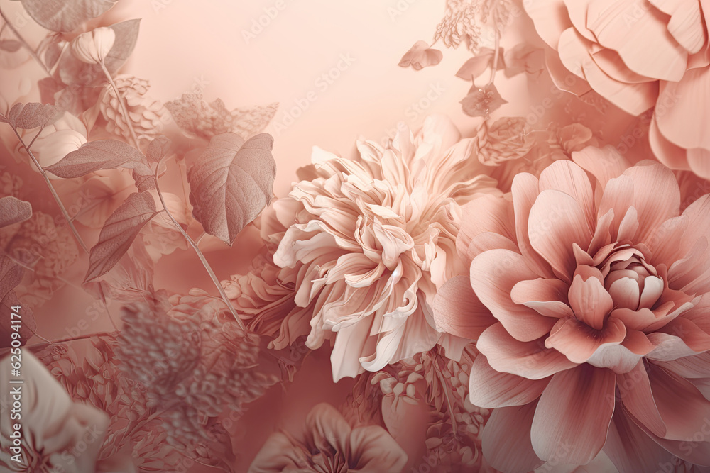 delicate pink flowers background for design. generative AI