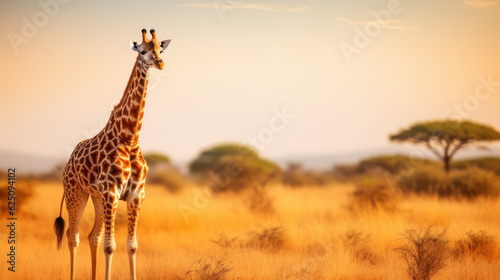 giraffe on Savannah in africa © mimadeo