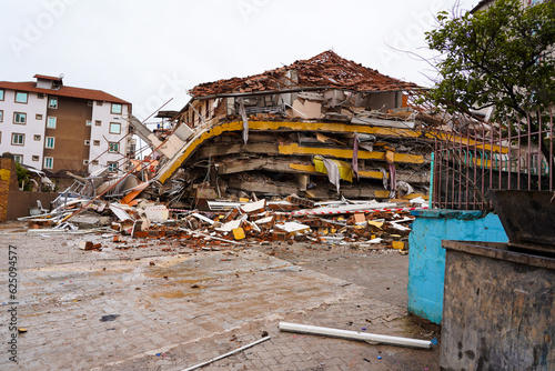 Antakya, Turkey - February 2023 Turkey Earthquake Scene: A large earthquake struck the east side of Turkey, destroying homes, buildings and facilities; many people died and lost their loved ones