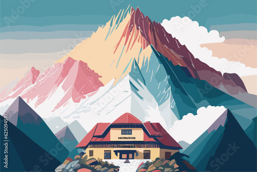 Wonderful scenery of Everest mountain vector art