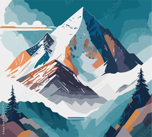 Wonderful scenery of Everest mountain vector art © @ONE Media