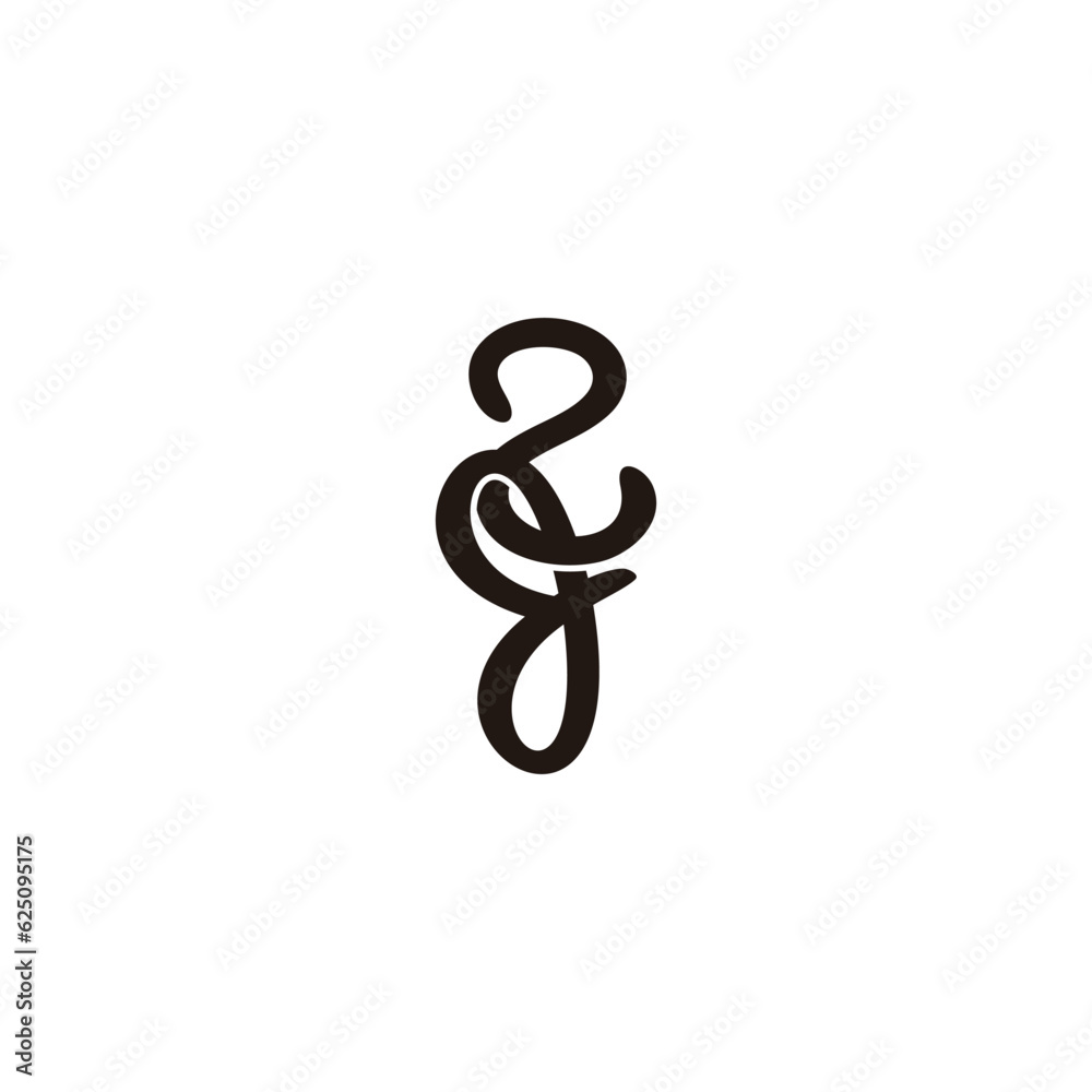 letter 2j 3d curve overlap logo vector letter 2j 3d curve overlap logo vector