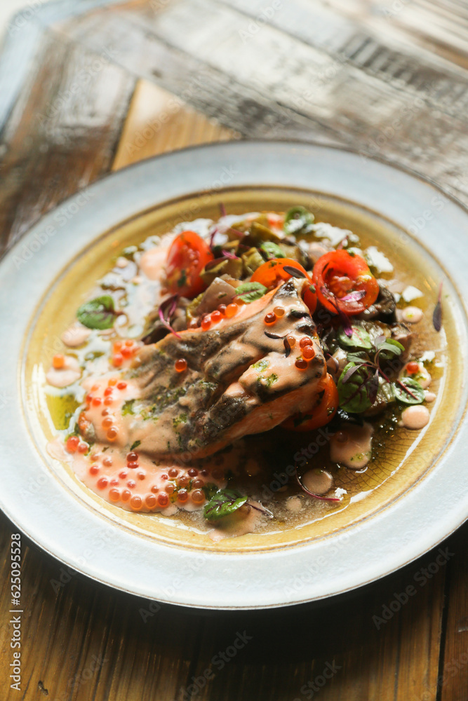 Grilled trout with caviar sauce Grilled trout with caviar sauce