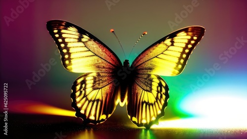 Colorful butterfly  close up  bokeh background. Generative AI