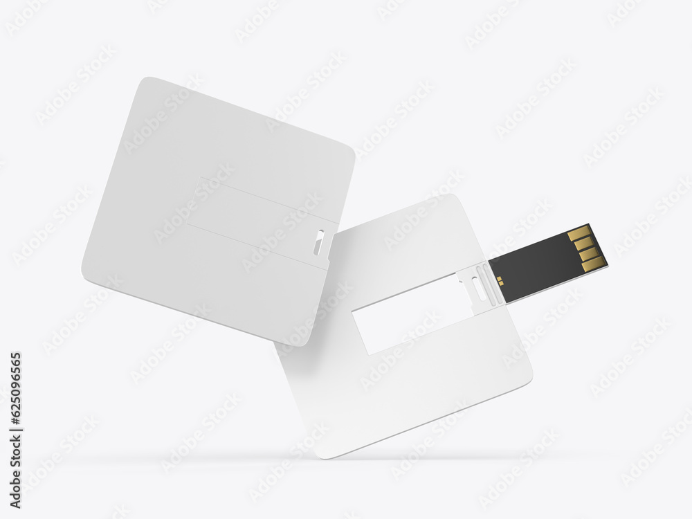 Obraz premium Generic Plain Credit Card Type USB Pen Drive. Blank 3d illustration.