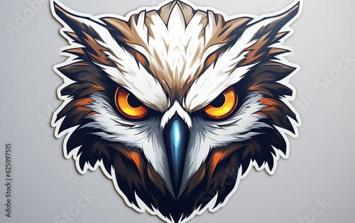 Enchanting Harpy Face Sticker on a Clean White Background. Generative AI photo