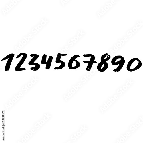 Set of Brush Drawing Ink Numbers