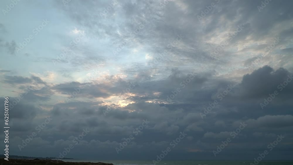 Global weather. The movement of black and white clouds in the sky. Background.