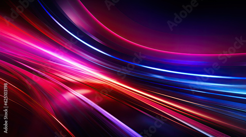 Abstract background with colorful spectrum, neon rays and glowing lines - AI Generated