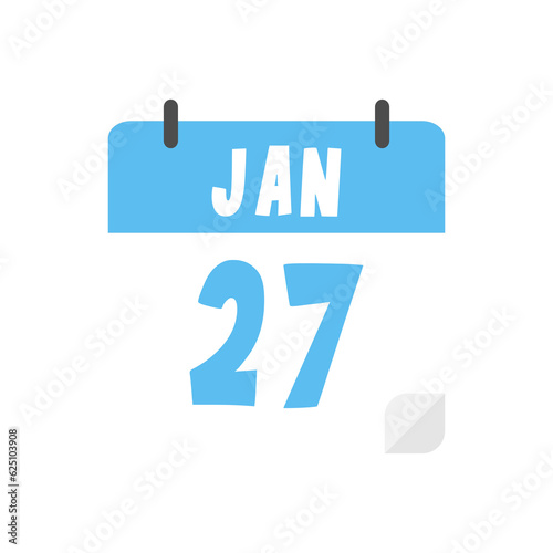 january 27th calendar icon on transparent background