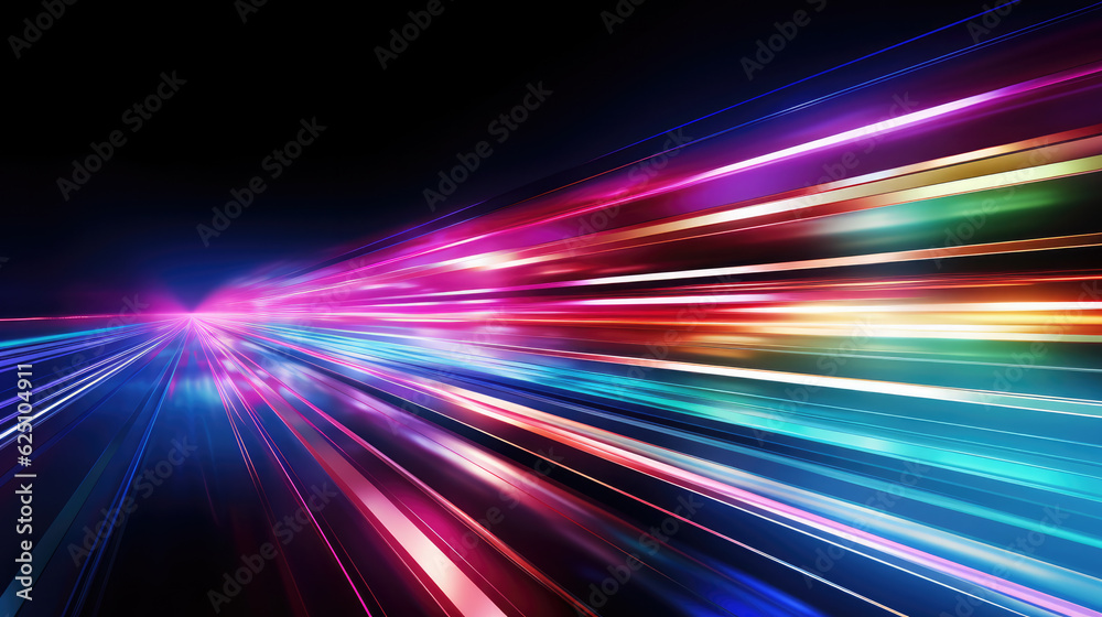 Abstract background with colorful spectrum, neon rays and glowing lines - AI Generated