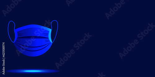 Futuristic Digital blue 3d Medical Mask with space for text. Medical Web banner in Trendy Modern style with Hygiene product. Medicine banner with Doctor symbol. Vector illustration.