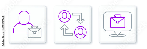 Set line Online working, Freelancer and Project team base icon. Vector
