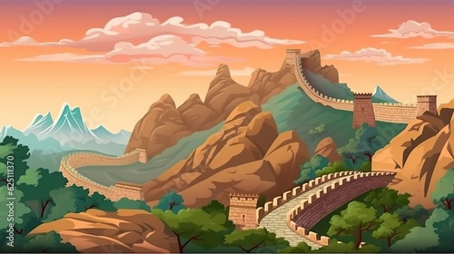 Abstract background Great wall of China. The secrets of the past with an impressive illustration showcasing the Great Wall of China, an architectural marvel steeped in history. Generative AI.