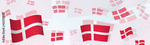 Denmark flag-themed abstract design on a banner. Abstract background design with National flags.