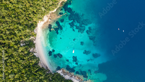 Canvas Print aerial view of a caribbean island