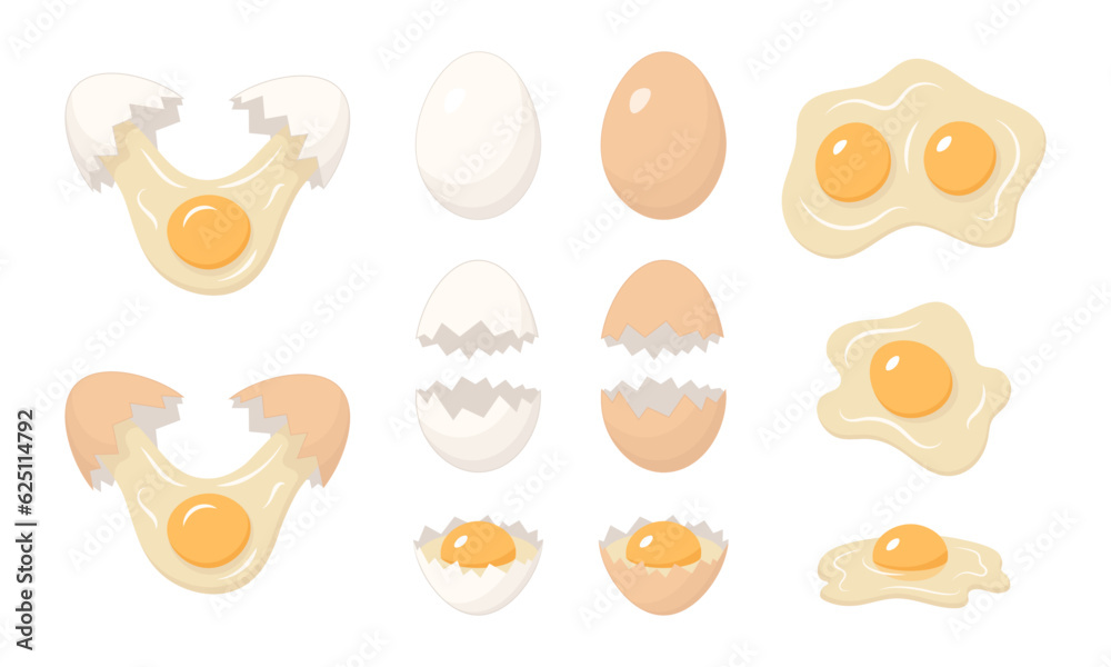 Set of raw eggs an eggshells. Set of raw eggs an eggshells.