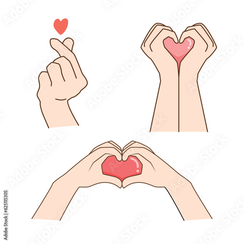 Mini heart and love symbol icon concept by hands and fingers