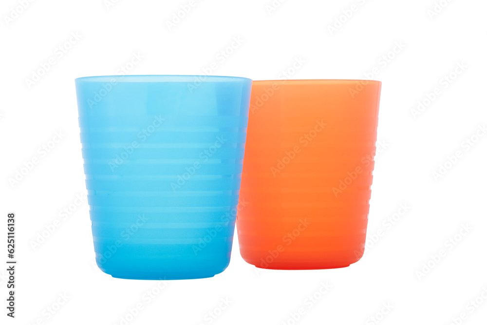 Plastic utensils for a picnic on a white background. Plastic utensils for a picnic on a white background.