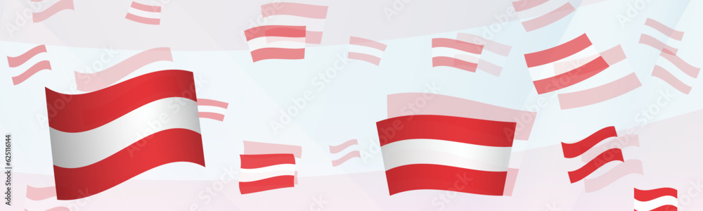 Fototapeta premium Austria flag-themed abstract design on a banner. Abstract background design with National flags.