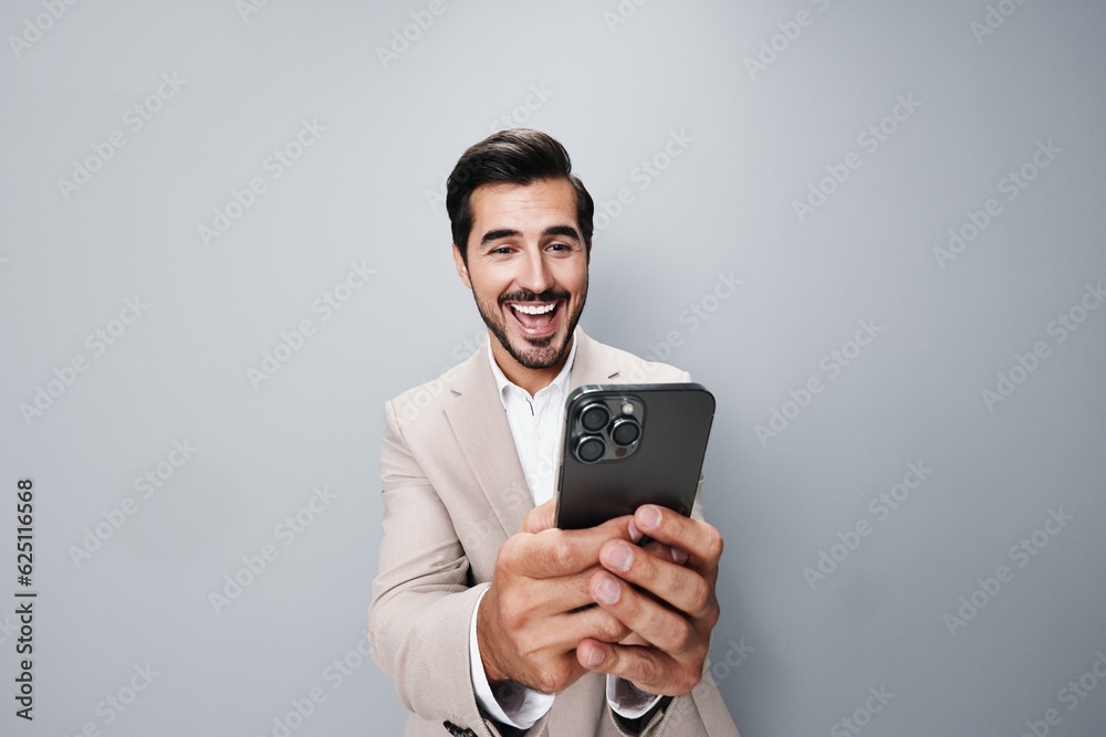 hold man phone portrait suit smile call happy smartphone business mobile phone hold man phone portrait suit smile call happy smartphone business mobile phone