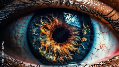 Cosmic human eye  Blurry background  template  Bokeh  Copy Space  Generative AI