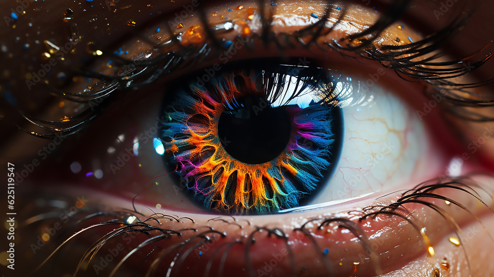 Cosmic human eye, Blurry background, template, Bokeh, Copy Space, Generative AI
