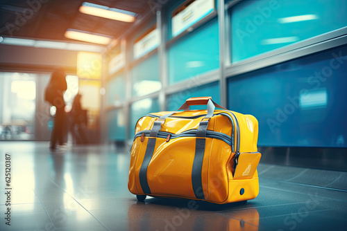 Yellow luggage at the airport - AI Generated
