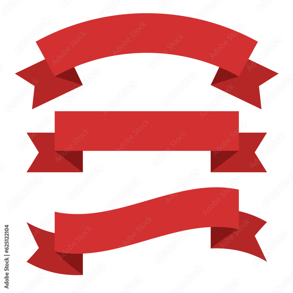 Red blank ribbons. Ribbons for text. Vector set isolated on white background. Red blank ribbons. Ribbons for text. Vector set isolated on white background.