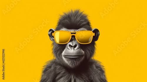 Naklejka na ścianę monkey with sunglasses made with generative AI