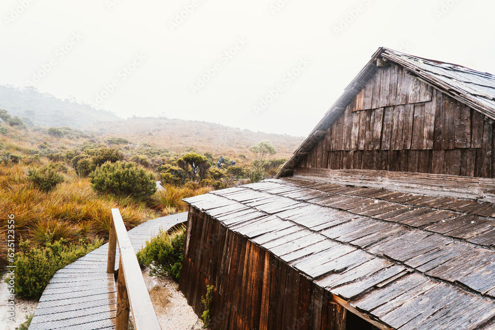 Close angle of Dove Lake Boatshed in Cradle mountain, Tasmania, Australia Close angle of Dove Lake Boatshed in Cradle mountain, Tasmania, Australia