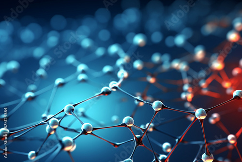 An image of a network of molecules, interconnected in a lattice pattern, exemplifying molecular organization Generative AI