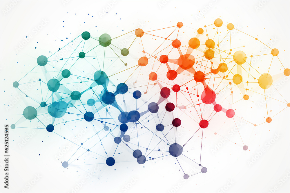 An image of a network of interconnected dots, with some dots colored differently, highlighting specific nodes or key elements Generative AI An image of a network of interconnected dots, with some dots colored differently, highlighting specific nodes or key elements Generative AI