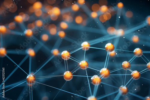 A close-up of a network of interconnected dots, symbolizing the interdependence and unity of various elements in a system Generative AI