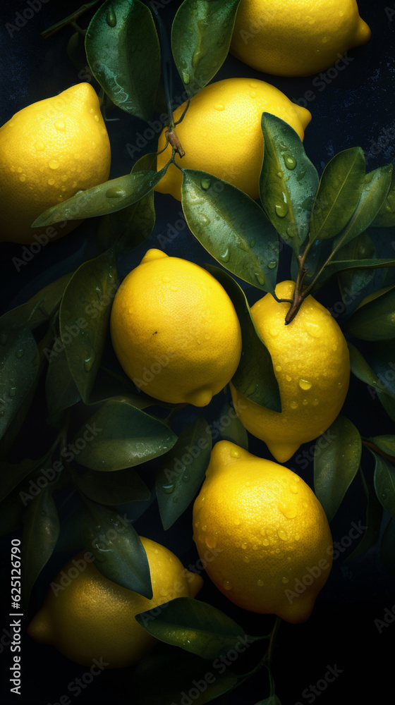 whole lemons pattern top view summer photorealis