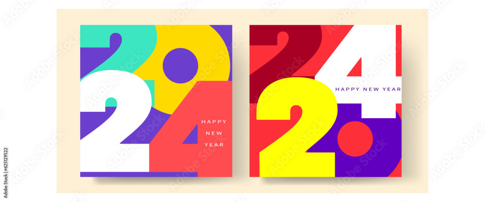 2024 new year design template for poster, flyer, calendar, cover and media post