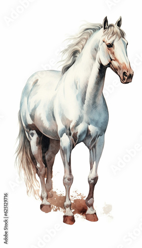 there is a white horse standing in the dirt on a white background. generative ai. © Expose