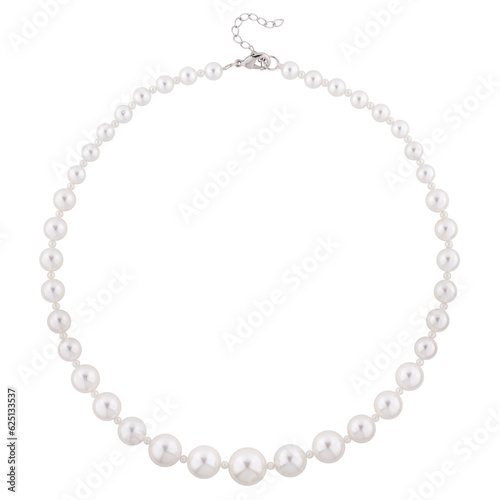 Pearl necklace, carved on a white background