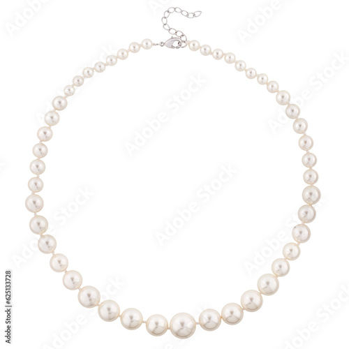 Pearl necklace, carved on a white background.