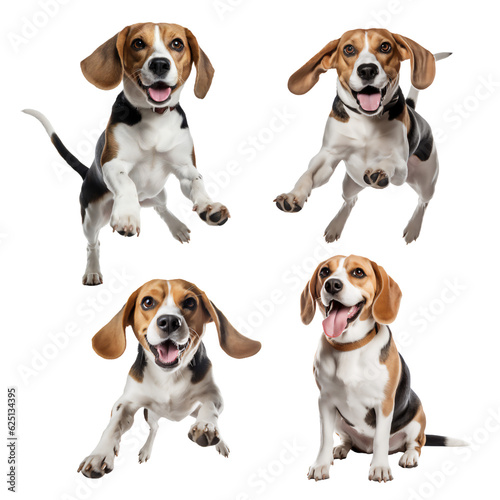 Set of beagle dog 3D illustration digital art design, generative AI