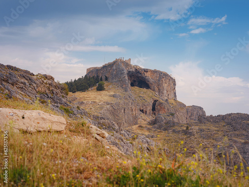 travel to city of Lindos on island of Rhodes, Greece